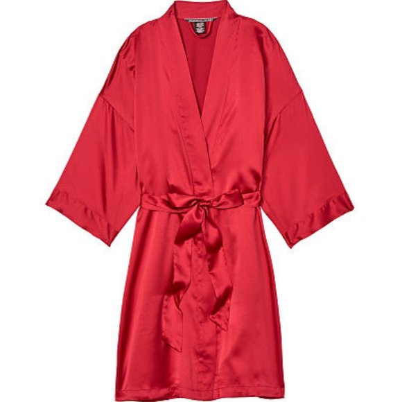 VICTORIA SECRET red satin robe, OS - Picture 1 of 2